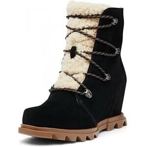 NEW SOREL Women's Joan of Arctic Wedge III Lace Up Cozy Shearling Suede Bootie 9